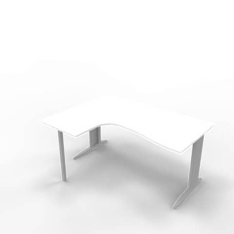 Scrivania penisola sinistra piano bianco 160x120xH.75 cm gamba …
