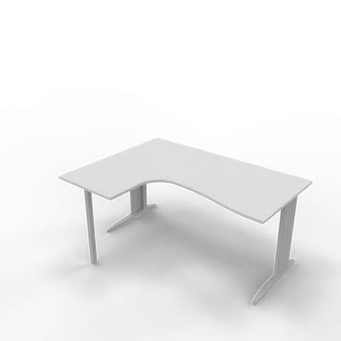 Scrivania penisola sinistra piano grigio 160x120xH.75 cm gamba …