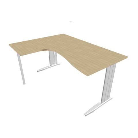 Scrivania penisola sinistra piano rovere 160x120xH.75 cm gamba …