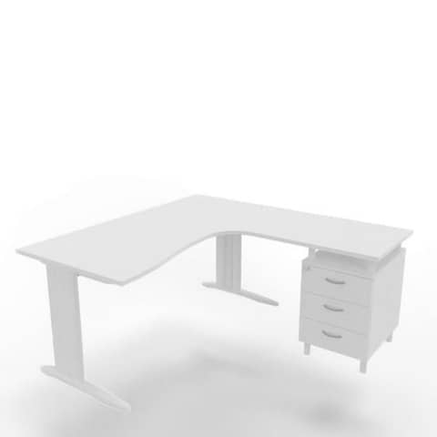 Scrivania con cassettiera a destra piano bianco 160x165xH.75 …