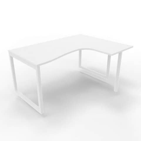 Scrivania penisola destra piano bianco 160x120xH.75 cm gamba …