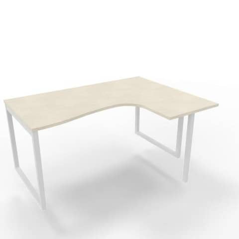 Scrivania penisola destra piano cemento 160x120xH.75 cm gamba …