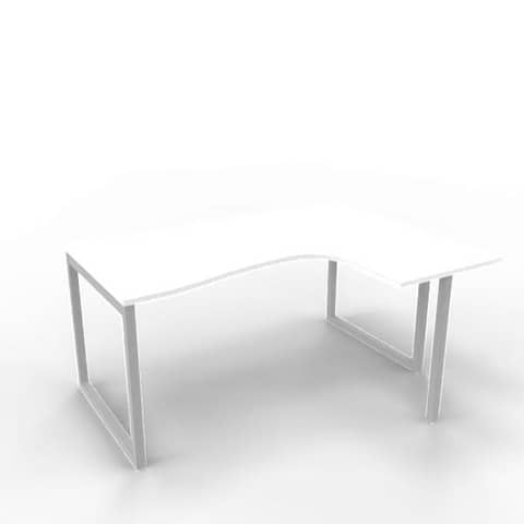 Scrivania penisola destra piano bianco 160x120xH.75 cm gamba …