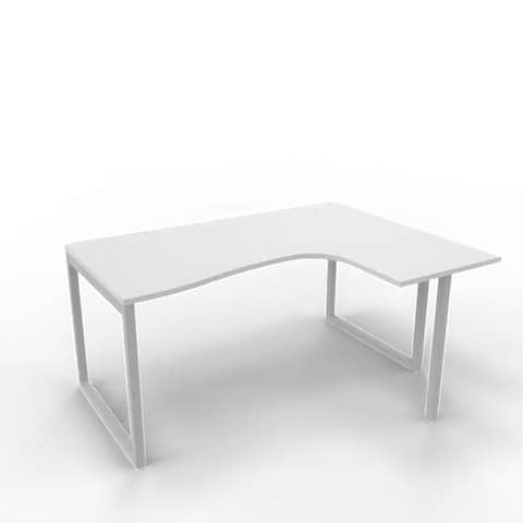Scrivania penisola destra piano grigio 160x120xH.75 cm gamba …