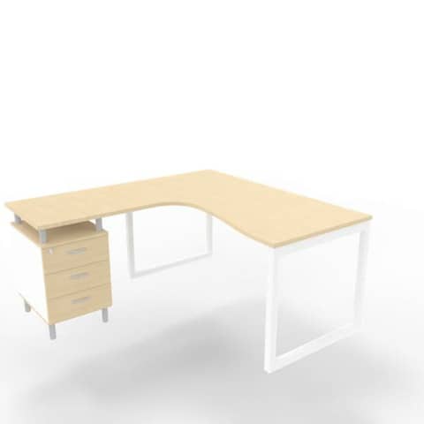 Scrivania con cassettiera sinistra piano rovere 160x165xH.75 cm …