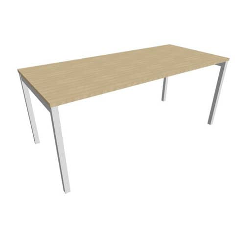 Scrivania piano rovere 180x80xH.75 cm gamba a ponte in acciaio argento linea Practika P3 Quadrifoglio - ECSPT180-RK-A