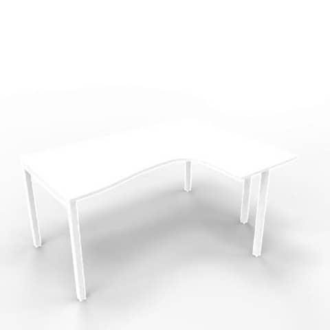 Scrivania penisola destra piano bianco 160x120xH.75 cm gamba …