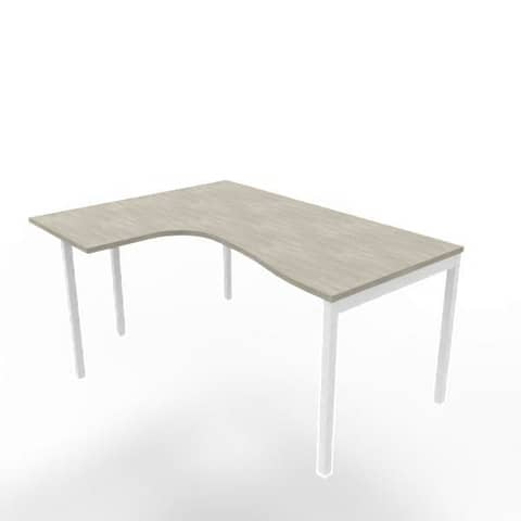 Scrivania penisola sx piano cemento 160x120xH.75 cm gamba …