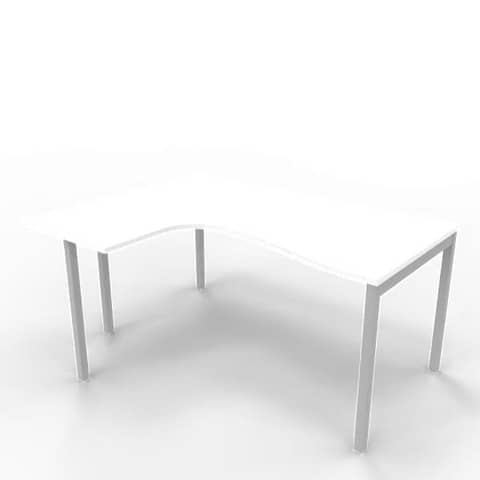 Scrivania penisola sinistra piano bianco 160x120xH.75 cm gamba …