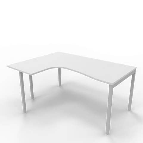 Scrivania penisola sinistra piano grigio 160x120xH.75 cm gamba …