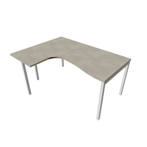 Scrivania penisola sx piano cemento 160x120xH.75 cm gamba …