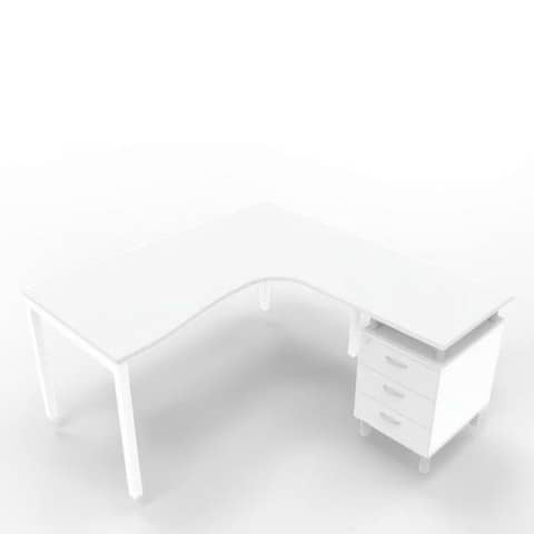Scrivania con cassettiera a destra piano grigio 160x165xH.75 …