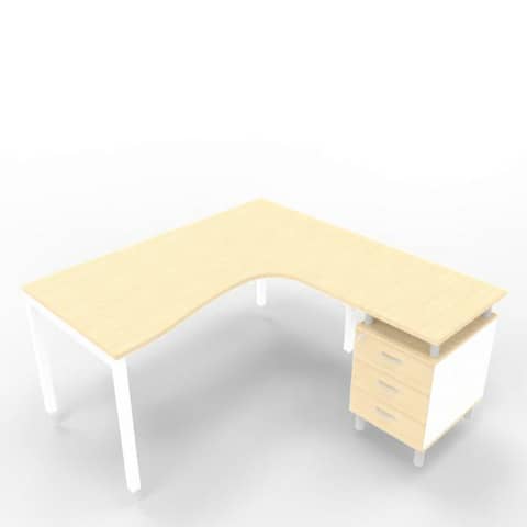 Scrivania con cassettiera a destra piano rovere 160x165xH.75 …