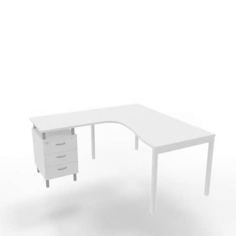 Scrivania con cassettiera sinistra piano bianco 160x165xH.75 cm …