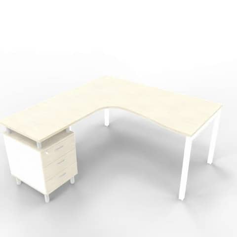 Scrivania con cassettiera sinistra piano cemento 160x165xH.75 cm …