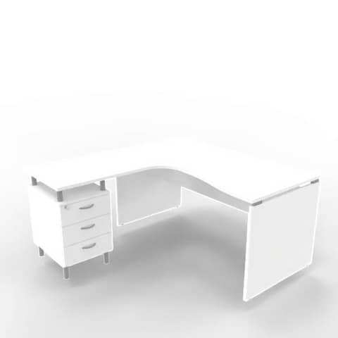 Scrivania con cassettiera sinistra piano bianco 160x165xH.75 cm …