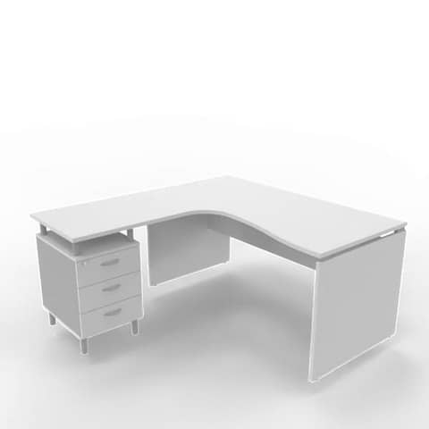 Scrivania con cassettiera sinistra piano grigio 160x165xH.75 cm …
