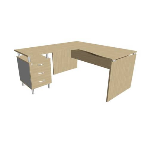 Scrivania con cassettiera sinistra piano rovere 160x165xH.75 cm …