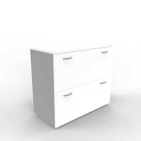 Armadio basso bianco con scocca argento 90x45xH.81,5 cm …