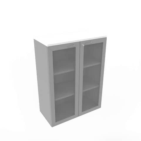 Armadio medio ante vetro telaio MDF, top bianco …
