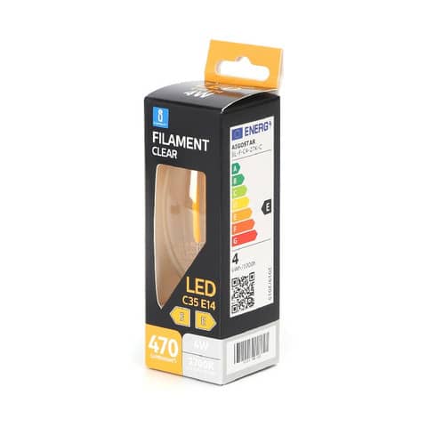 Lampadina a filamento LED luce calda 4W C35 - E14 - 470 lumen Aigostar ø35xH.97 mm - B10106AM3