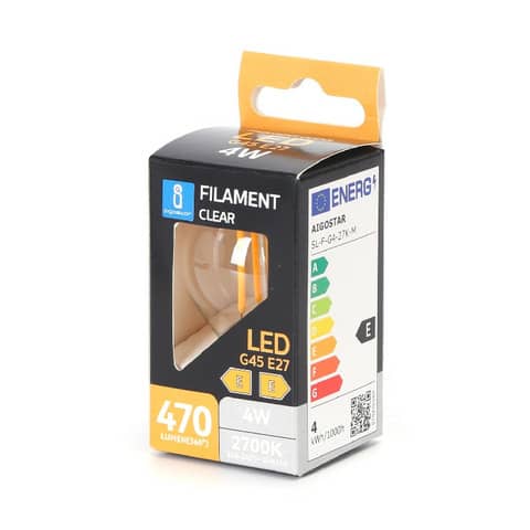 Lampadina a filamento LED luce calda 4W G45 - E27 - 470 lumen Aigostar ø45xH.73mm - B10106AM9