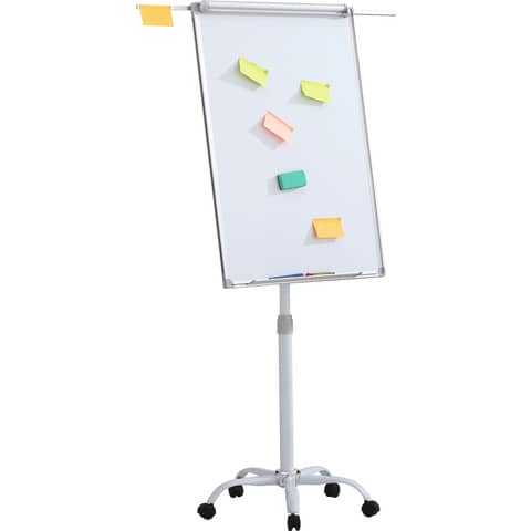 Lavagna magnetica cancellabile a secco con fogli mobili, cornice in alluminio e cavalletto Office Products 70x100 cm