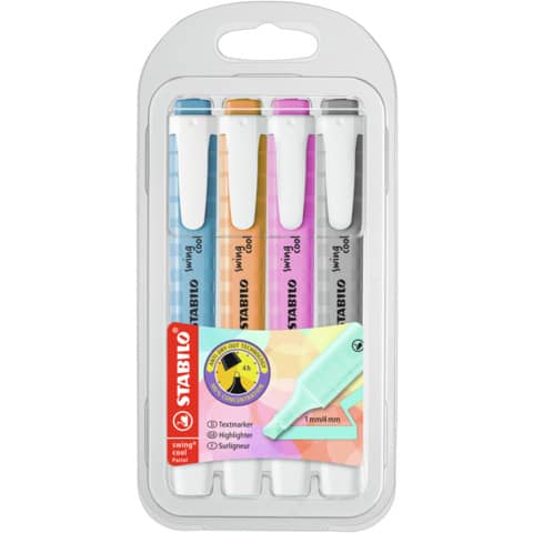 Evidenziatori Stabilo Swing® Cool Pastel conf. 4 colori assortiti - 275/4-08-2