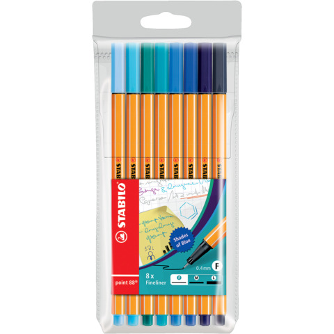Fineliner Stabilo Point 88® 0,4 mm conf. 8 tonalità di blu - 88/8-03