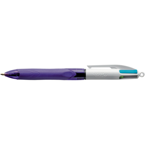 Penna a sfera a scatto BIC 4 Colours Grip Fashion M 1 mm viola 526294