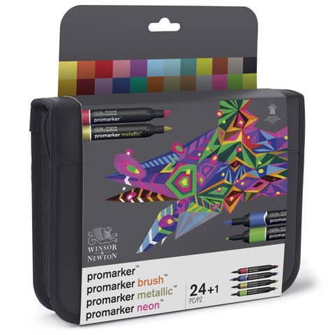 Astuccio pennarelli Winsor&Newton Promarker doppia punta fine-larga - …