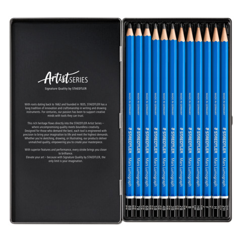 Matita Staedtler Mars® Lumograph® in astuccio in metallo 12 matite assortite - 100 G12 S