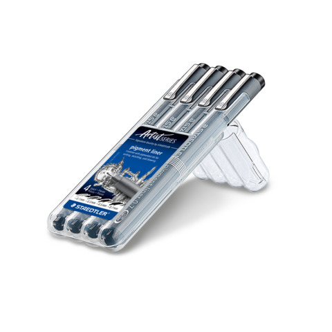 Fineliner Staedtler Pigment Liner 308 in set da 4 misure assortite 0,1 - 0,3 - 0,5 - 0,7 mm - WP4