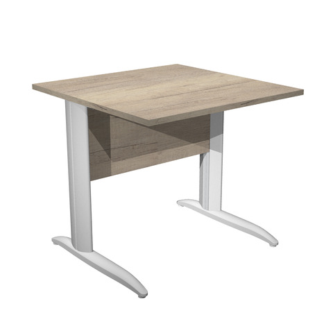 Scrivania piano rovere canadese gamba a L in metallo grigio alluminio Presto 80x80xH.72 cm - 001K2/J/AA