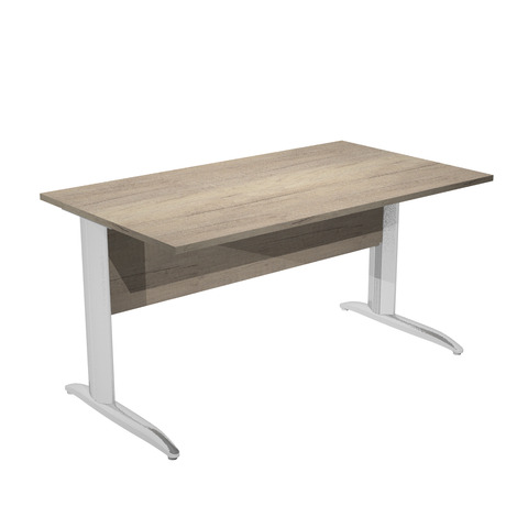 Scrivania piano rovere canadese gamba a L in metallo effetto cromo Presto 140x80xH.72 cm - 002K2/J/AR