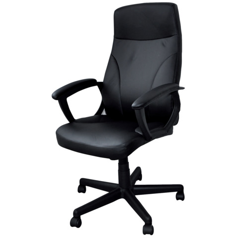 Poltrona direzionale nera ecopelle con braccioli Office Products Crete 23023311-05