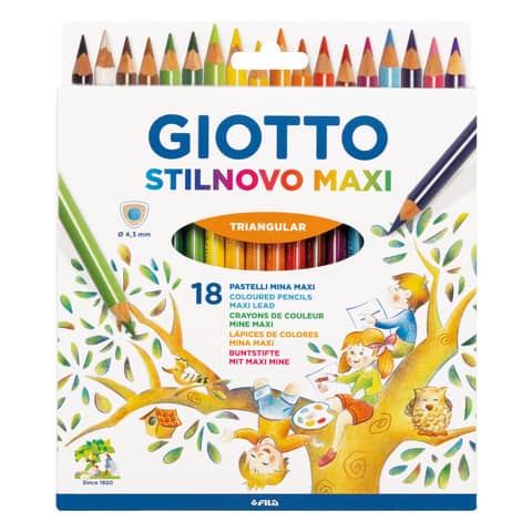 Matite colorate Giotto Stilnovo Maxi in conf. 18 pezzi colori assortiti - F226200