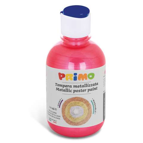 Tempera pronta metallizzata Primo con tappo misuratore 300 ml rosso vermiglio 233TM300300