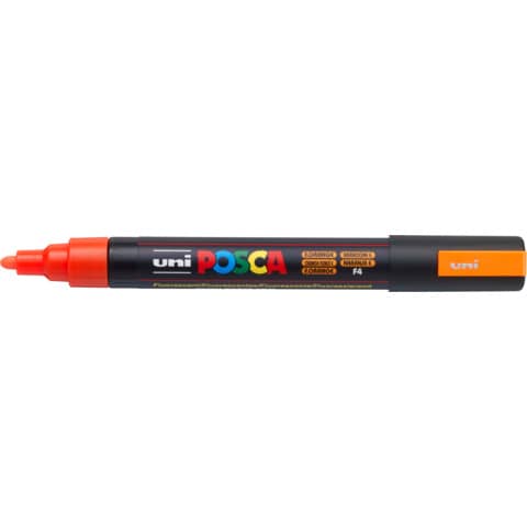 Marcatore a tempera POSCA Uni-Ball punta tonda 1,8-2,5 mm arancio fluo M PC5M AF