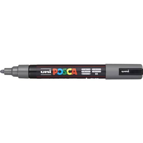 Marcatore a tempera POSCA Uni-Ball punta tonda 1,8-2,5 mm grigio profondo M PC5M GN