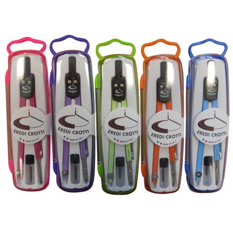 Compasso scolastico Eredi Crotti 2 accessori - conf. 5 colori assortiti - 223C
