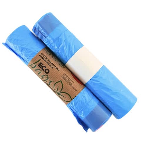 Sacchi immondizia per rifiuti inorganici Erisack 30 L 50x60 cm - 12 µm azzurro - rotolo da 15 pezzi - SP122