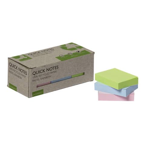 Foglietti riposizionabili riciclati Q-Connect 38x51 mm assortiti pastello …