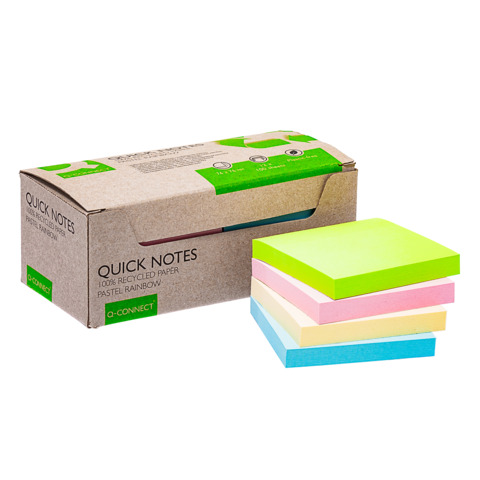 Foglietti riposizionabili riciclati Q-Connect 76x76 mm assortiti pastello …