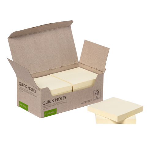 Foglietti riposizionabili riciclati Q-Connect gialli conf. 12 blocchetti da 100 fogli 76x76 mm - giallo - KF17321