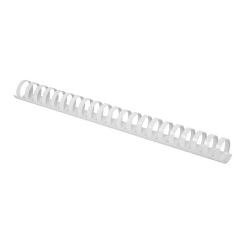 Dorsi a spirale in PVC per rilegatura Q-Connect A4 - 21 anelli 25 mm - fino a 190 ff bianco - conf. 50 pz - KF32119