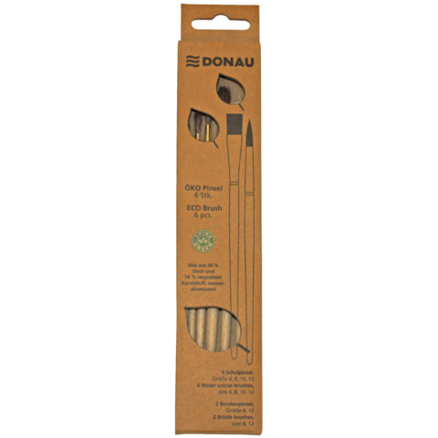 Pennelli scolastici Donau ÖKO punte e misure assortite - conf. 6 pz - 330399
