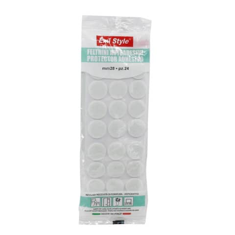Feltrino adesivo tondo Emi Ø 28 mm - bianco - conf. da 24 pezzi - 8509075