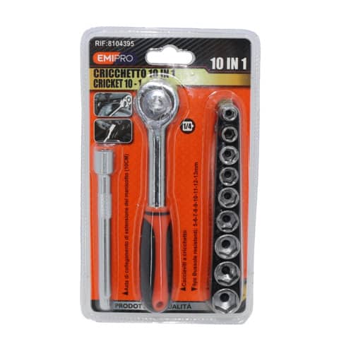 Cricchetto con prolunga e 9 chiavi a bussola Emi misura 5/13 mm - 8104395