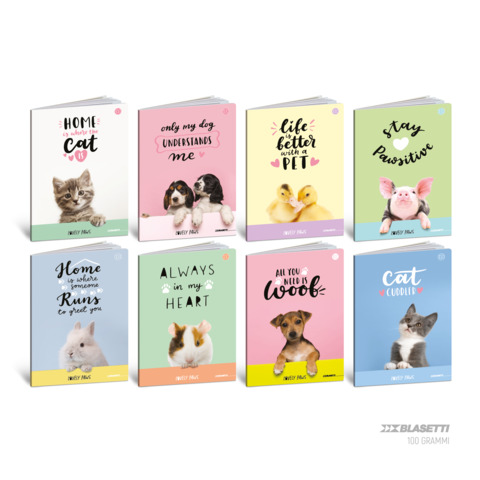 Maxi quaderno Blasetti Lovely Paws A4 - 100 g/m² - 18+1 ff - 10F - conf. 10 pezzi - 9286